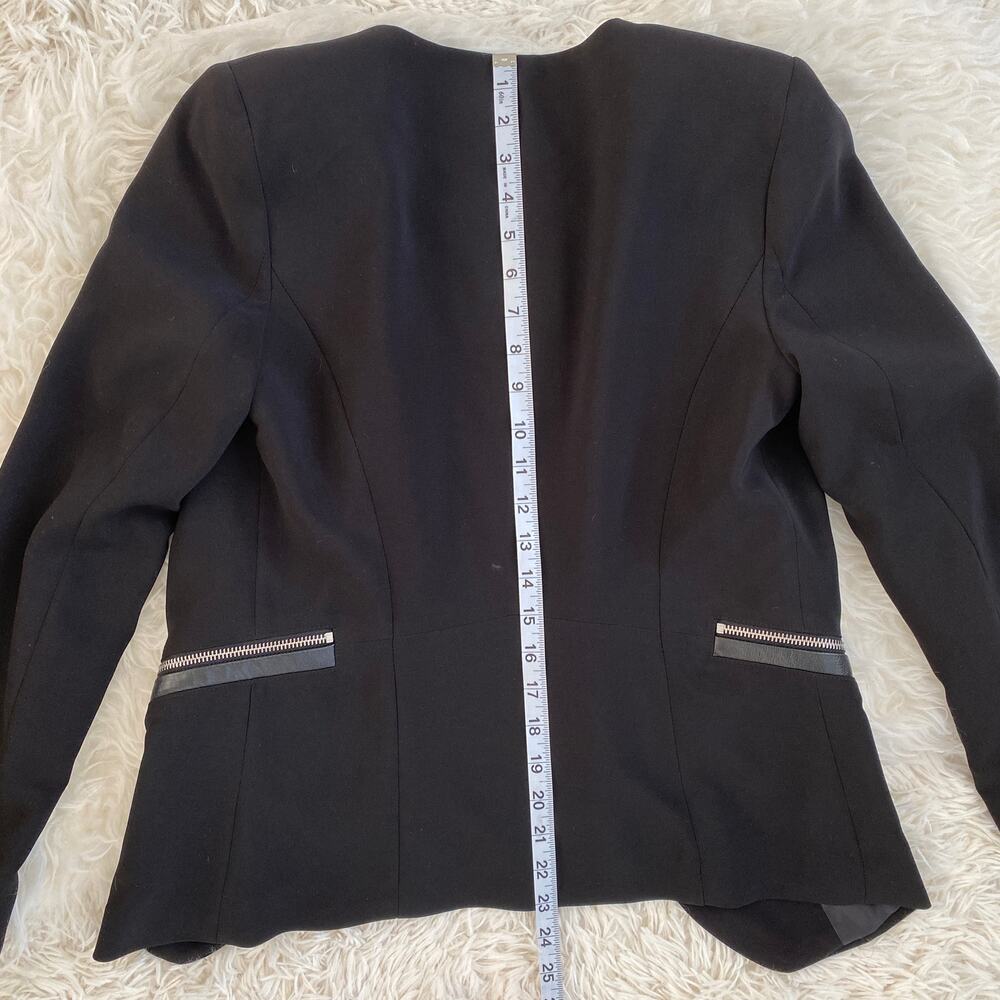 H&M Black Structured Open Front Blazer, Size 8 - image 7